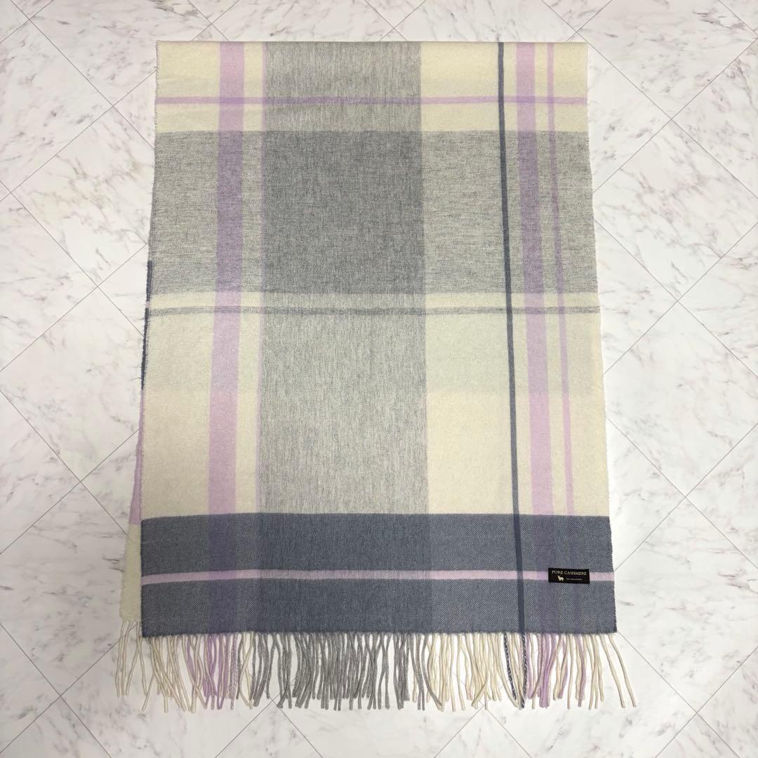 23区 CASHMERE ストール 大判 チェック 68×185cm マフラー
