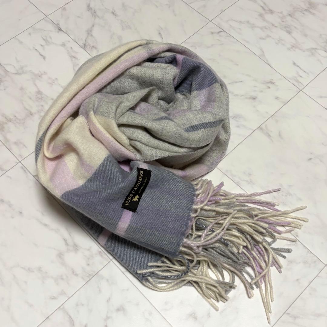 23区 CASHMERE ストール 大判 チェック 68×185cm マフラー