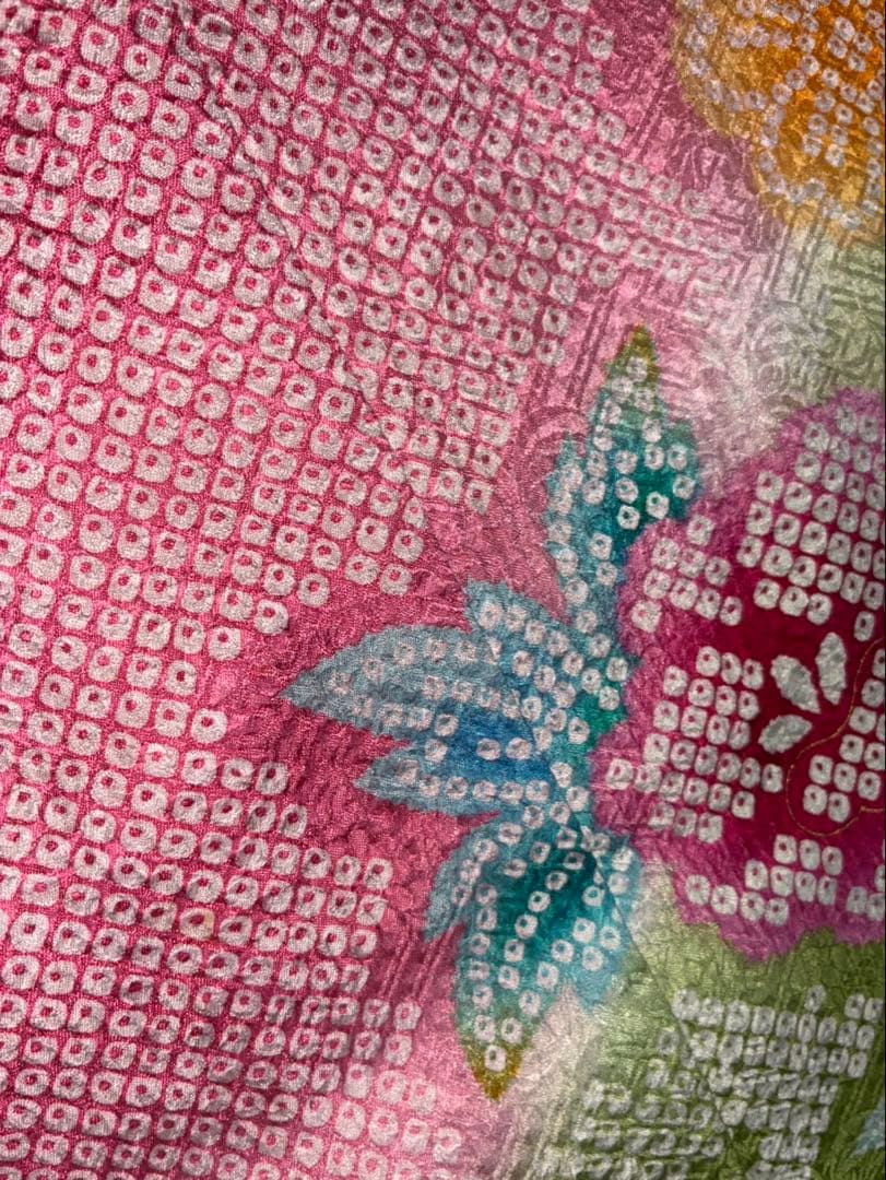 七五三 着物セット 7歳 花柄 総絞り 草履小物付き