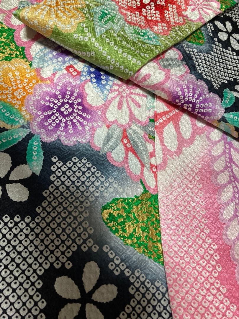 七五三 着物セット 7歳 花柄 総絞り 草履小物付き