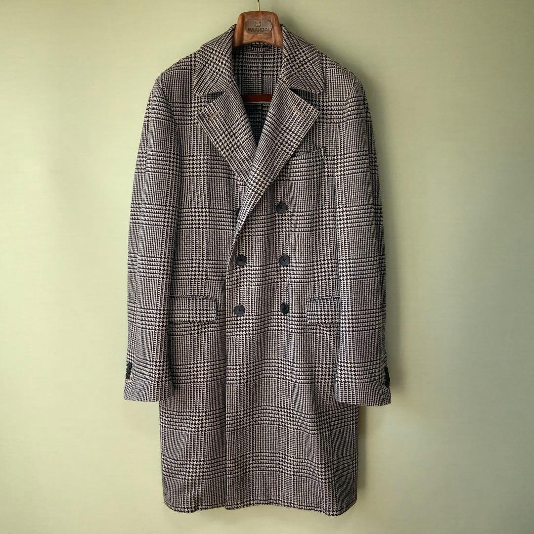 BELVESTベルベスト ダブルチェスターコート 48 イタリア製グレン