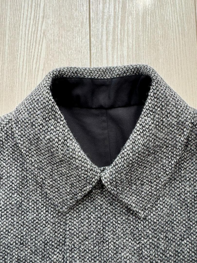 シングルラグランコート2　アナトミカ　ツイード　ブラック　コットンギャバジン