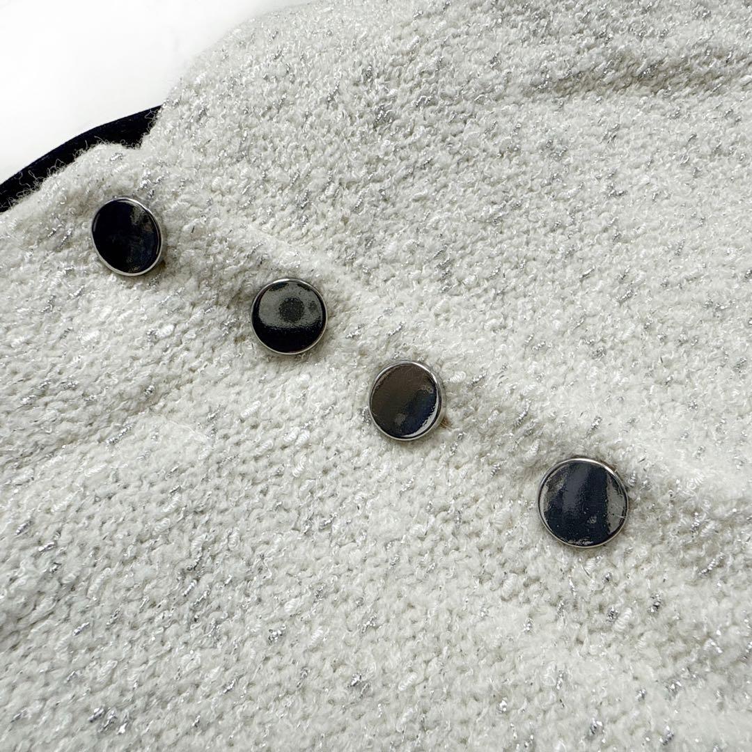 24AW アナイ ANAYI ウールブークレ配色ワンピース 36 ニットワンピ