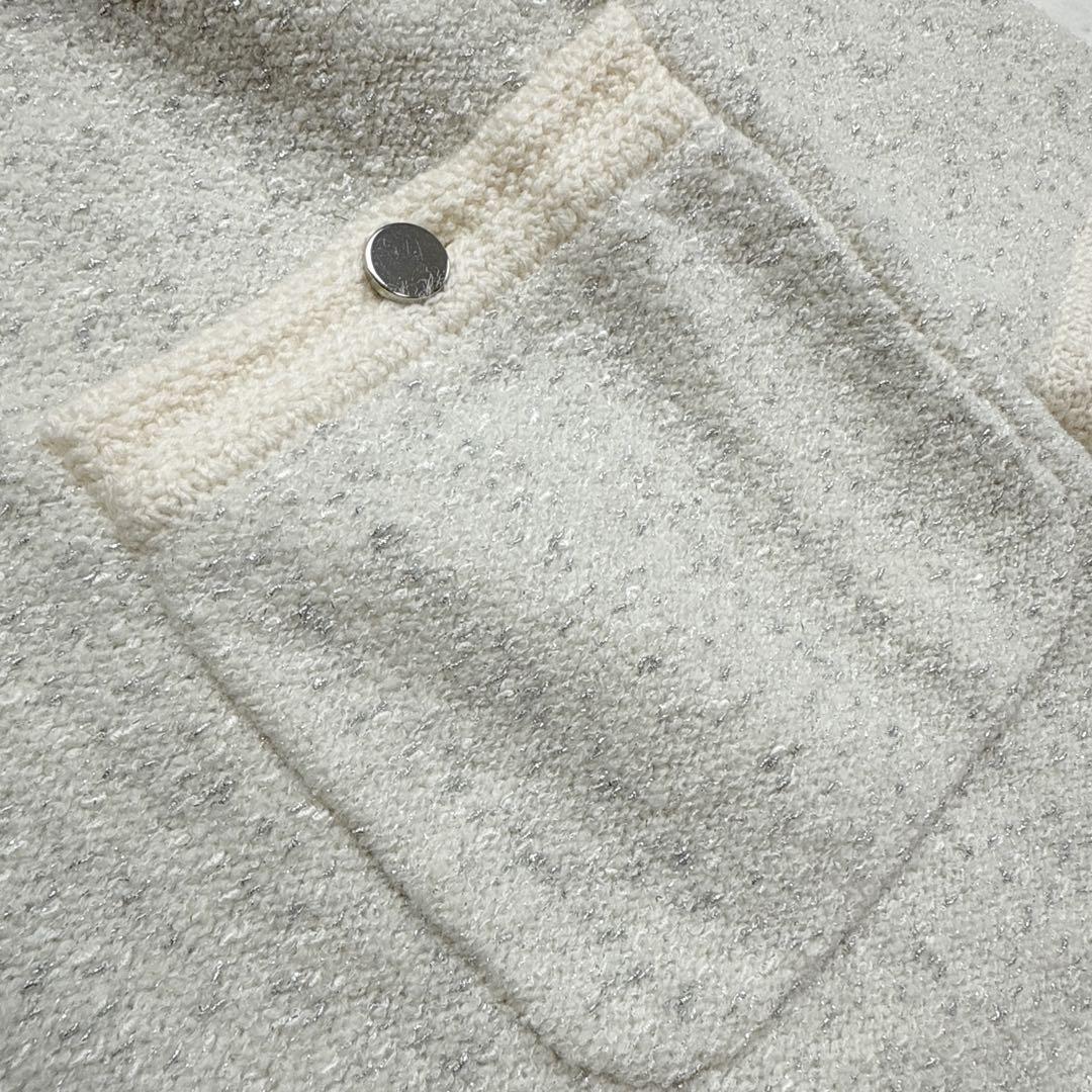 24AW アナイ ANAYI ウールブークレ配色ワンピース 36 ニットワンピ