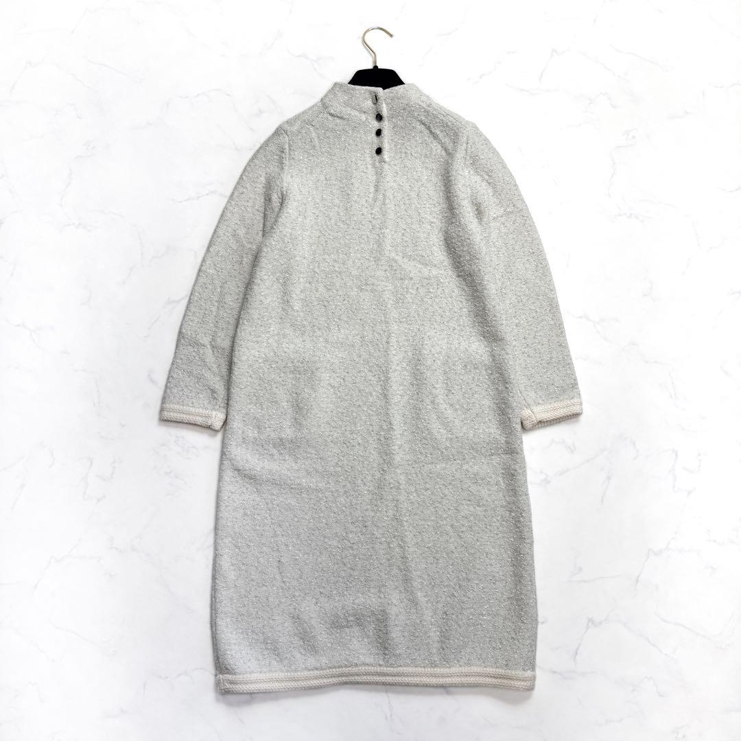 24AW アナイ ANAYI ウールブークレ配色ワンピース 36 ニットワンピ