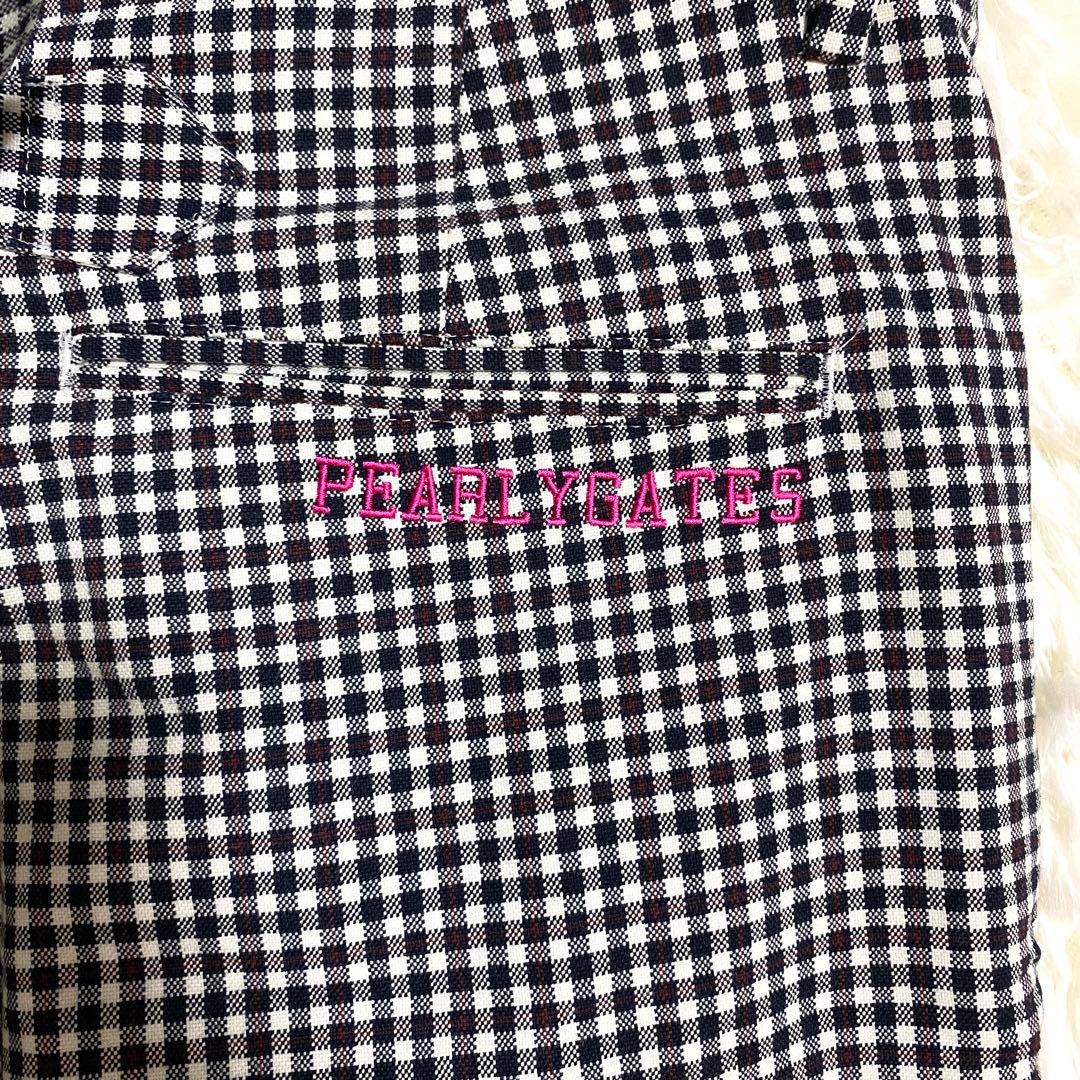 パーリーゲイツ　ギンガムチェックパンツ　刺繍ロゴ　ゴルフ　ストレッチ　XL　6