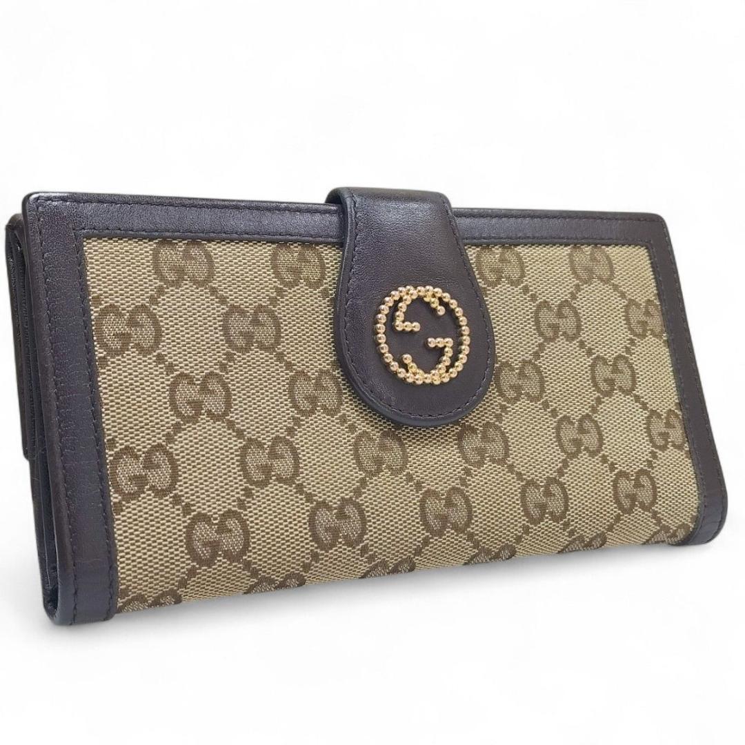 GUCCI 長財布 インターロッキングG GGキャンバス ブラウン 正規品 人気
