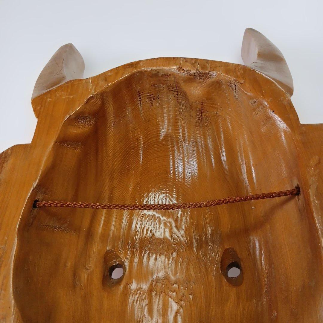 ユズコ木彫り 美しい般若面 能面　壁掛け　魔除け