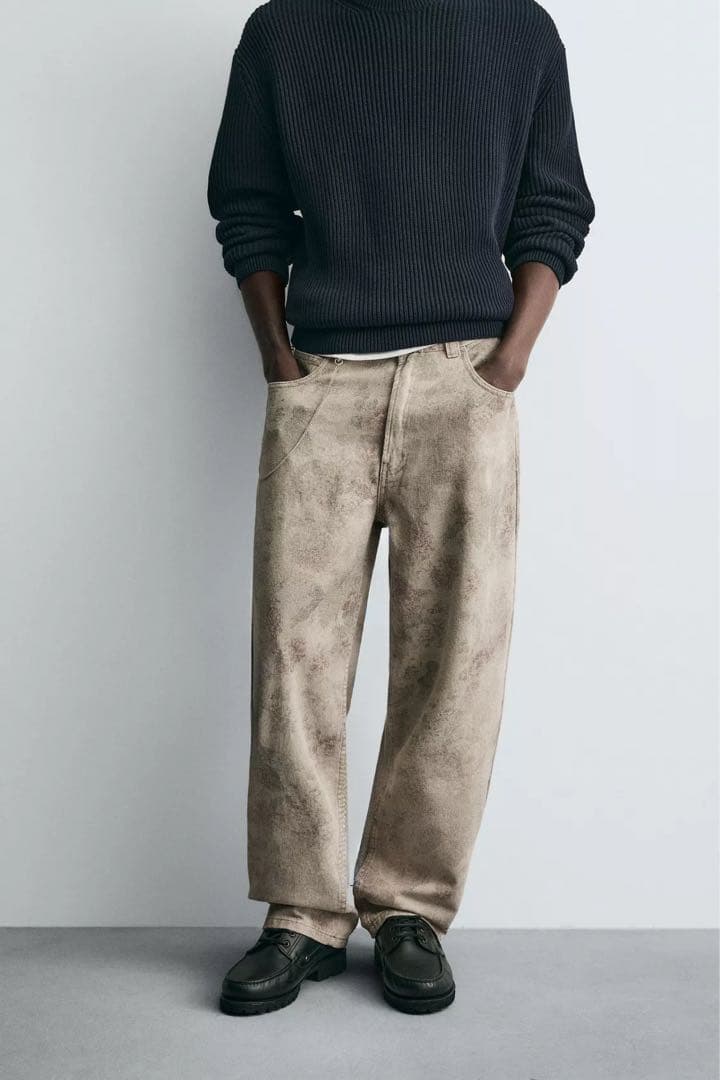 ZARA ザラ バルーンフィットアブストラクトプリントパンツ EU40 jp31