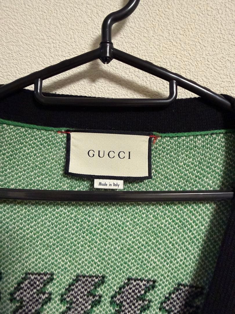 GUCCI カーディガン XL 黒/赤/緑