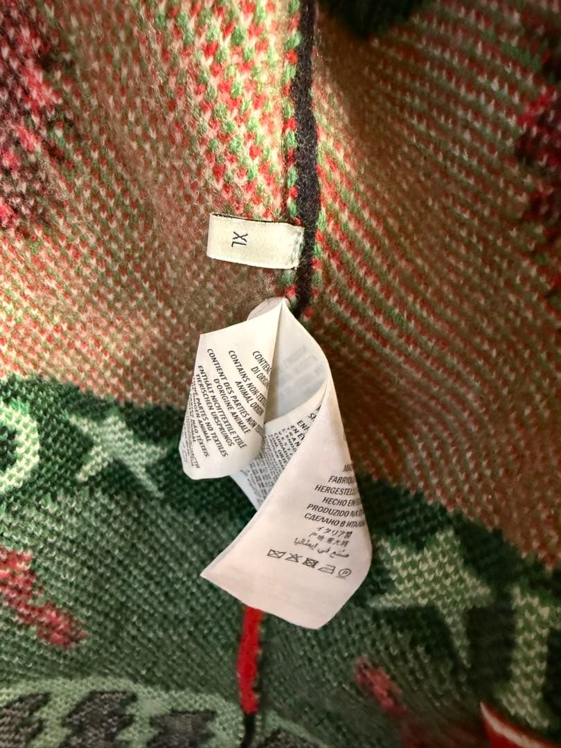 GUCCI カーディガン XL 黒/赤/緑