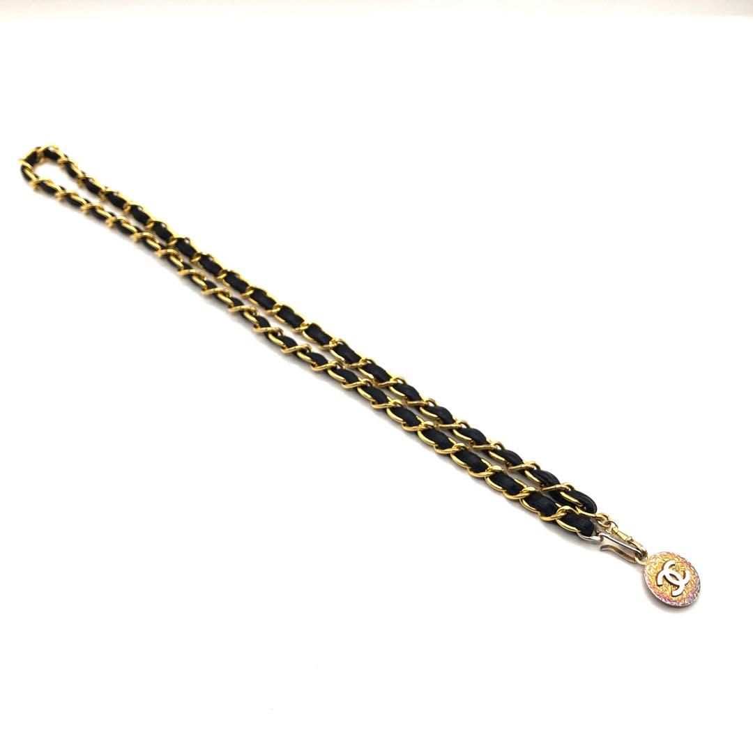 【CHANEL】シャネル レザー チェーンベルト ココマーク　1982