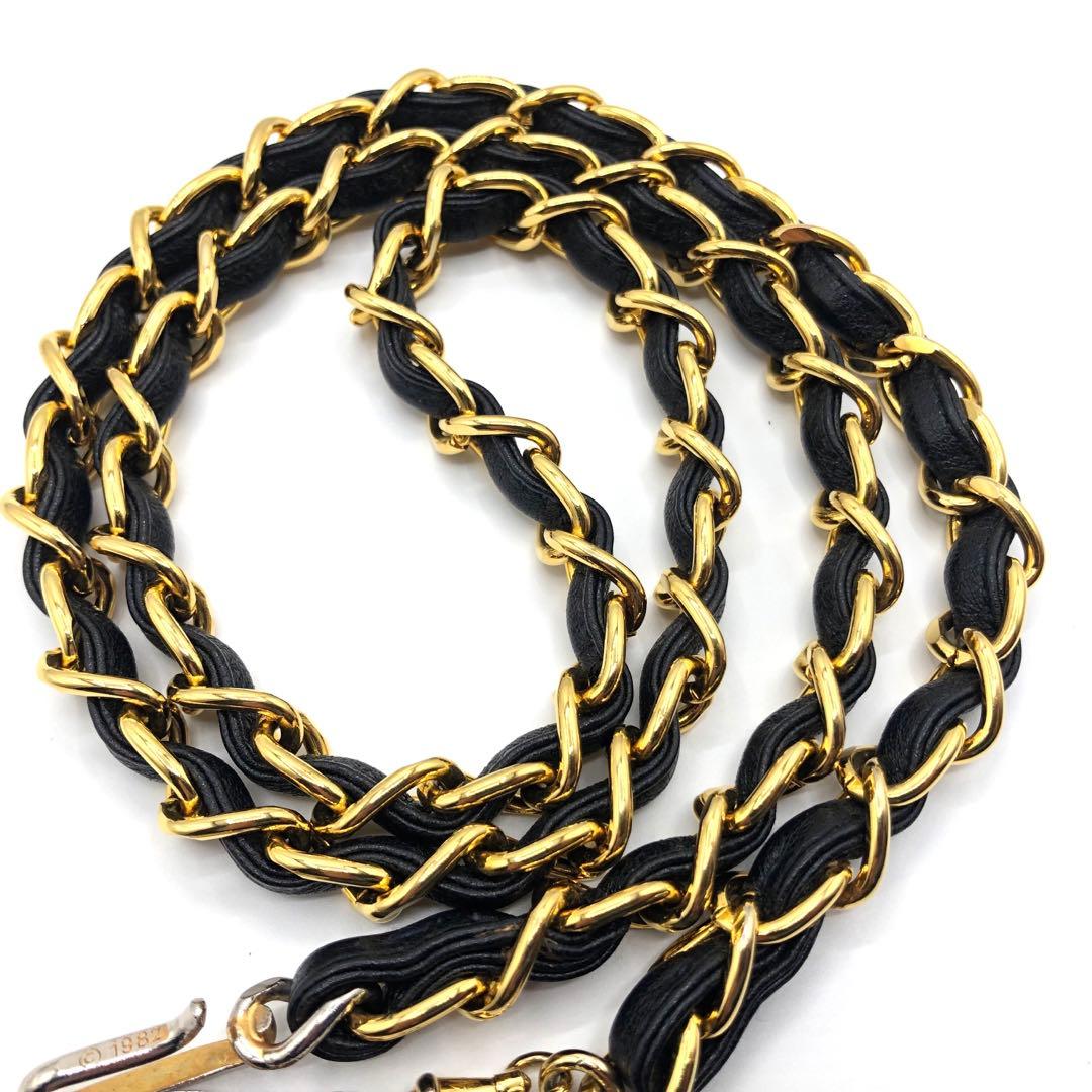 【CHANEL】シャネル レザー チェーンベルト ココマーク　1982