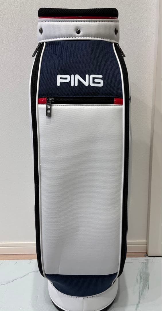 【超美品】ピン PING キャディバッグ CB-U2305 ホワイト ネイビー