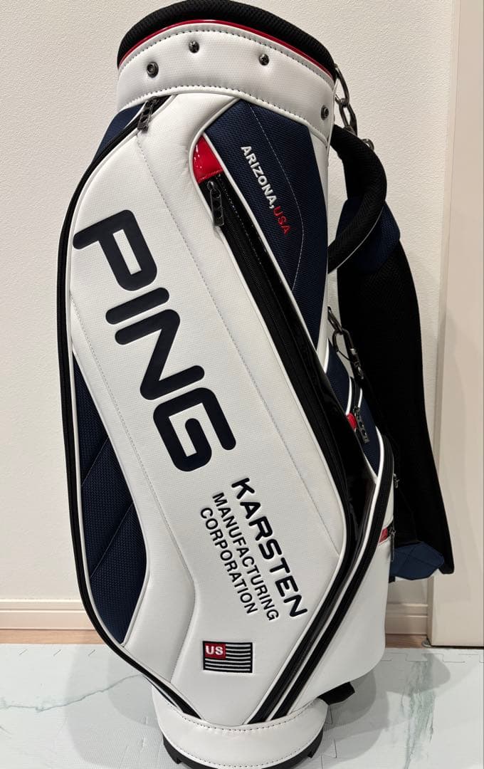 【超美品】ピン PING キャディバッグ CB-U2305 ホワイト ネイビー