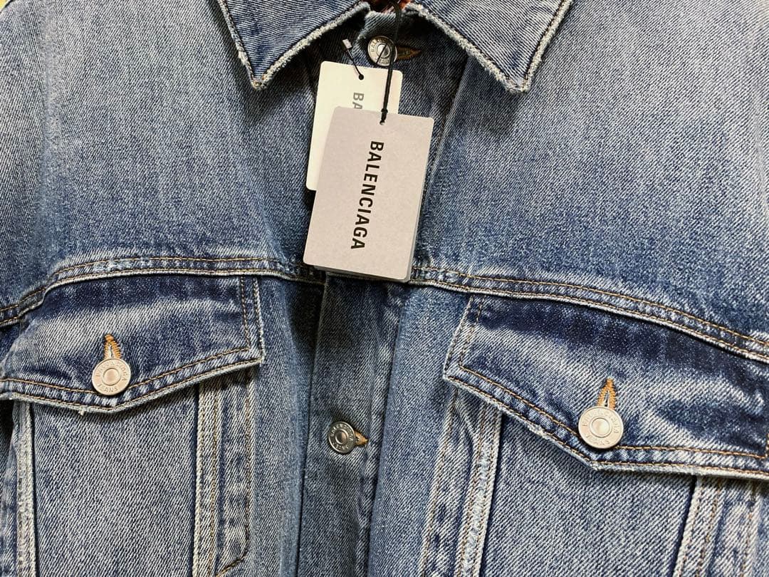 未使用 BALENCIAGA バレンシアガ デニム ジャケット タイガー ボア