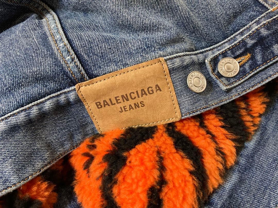 未使用 BALENCIAGA バレンシアガ デニム ジャケット タイガー ボア