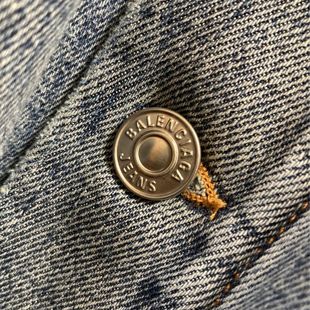 未使用 BALENCIAGA バレンシアガ デニム ジャケット タイガー ボア