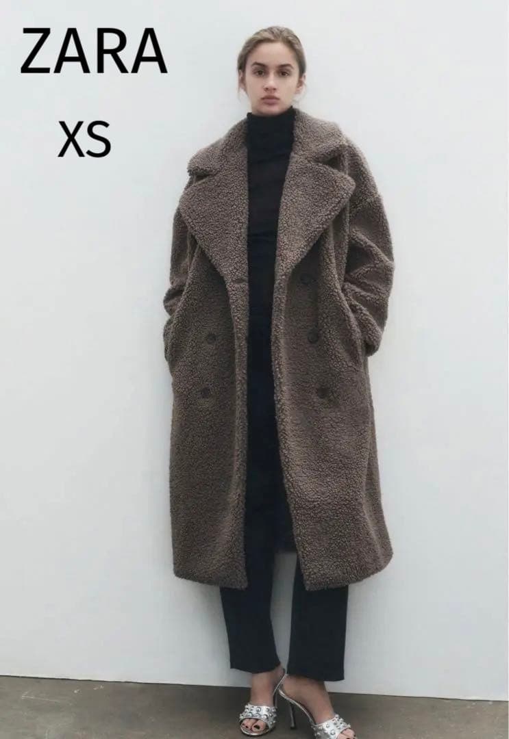最終価格 ZARA ダブルブレスト フェイクボアコート XS - メルカリ