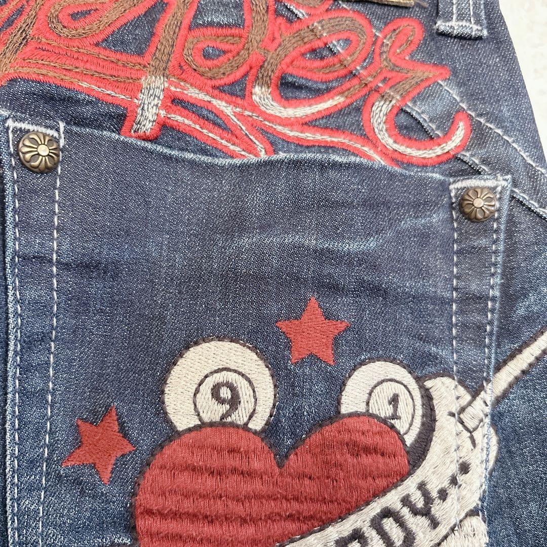 レッドペッパー エドハーディー コラボ デニム ロゴ刺繍 28 y2k 希少