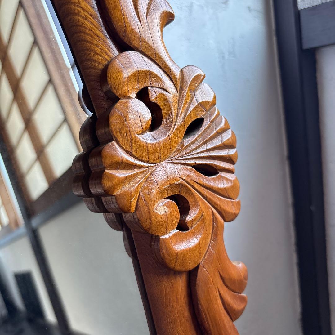 アンティーク ウォールミラー 昭和レトロ 古道具 彫刻 ビンテージ 鏡