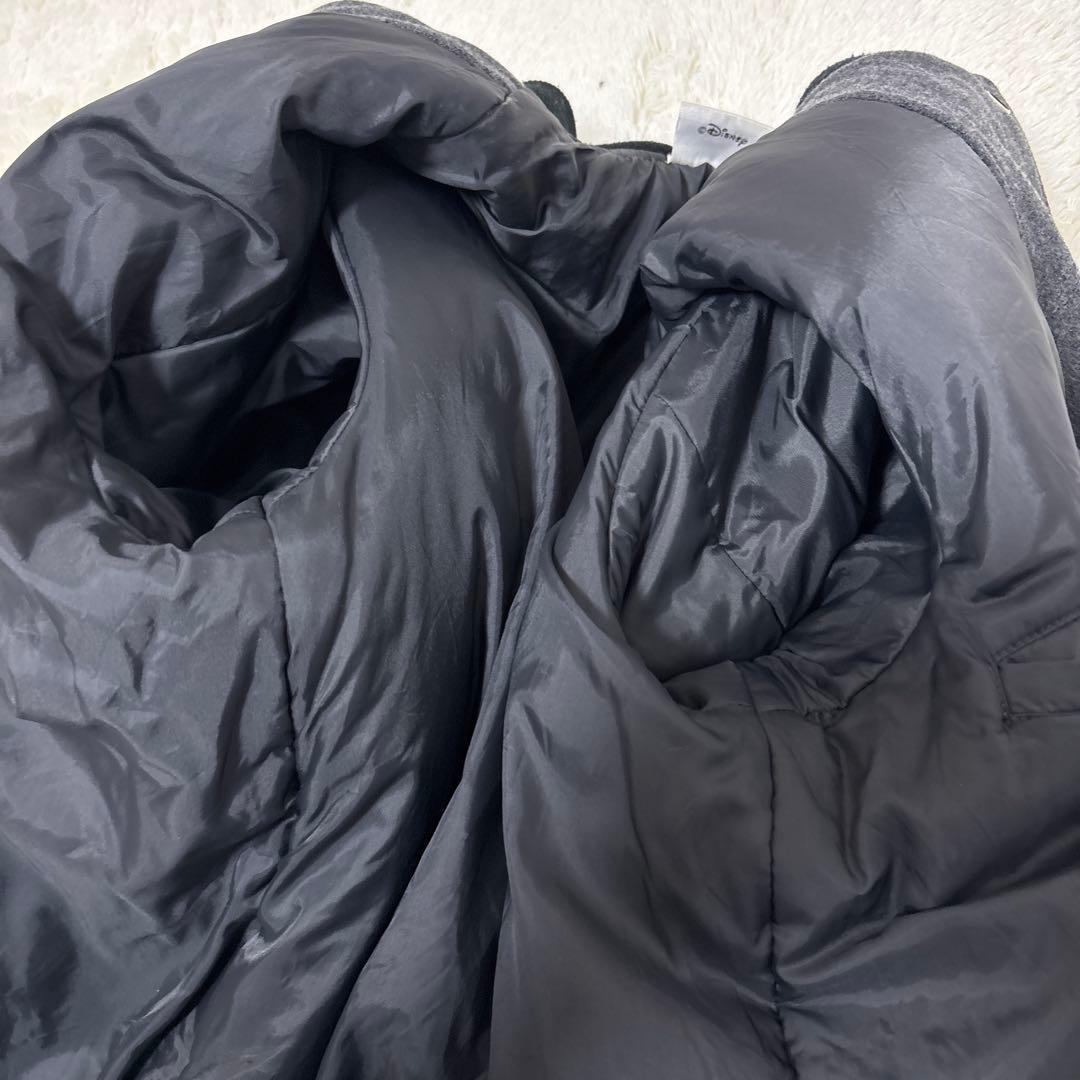 レア【オールドミッキー】スタジャンL 袖レザー　ワッペン　金ブローチ　黒　灰