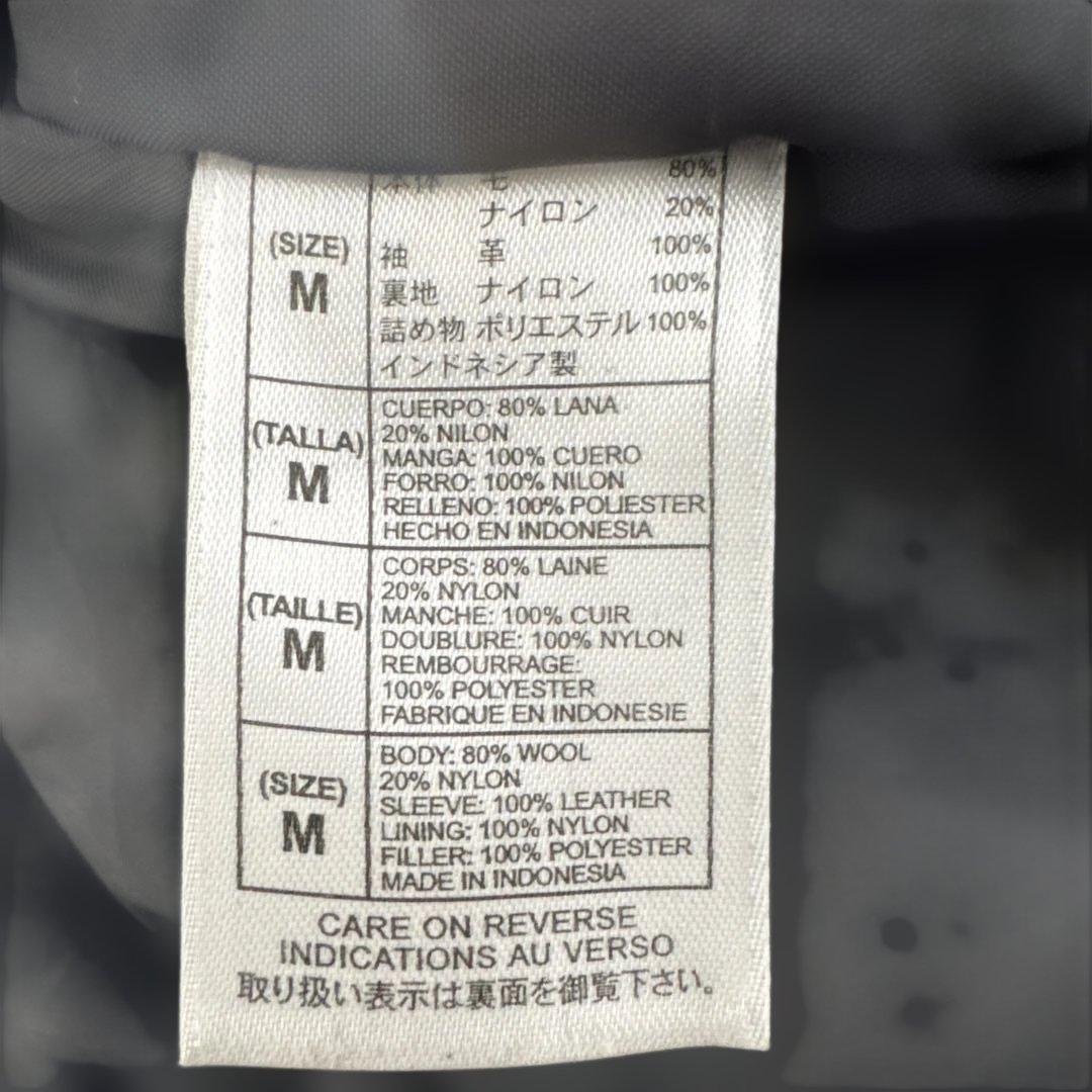 レア【オールドミッキー】スタジャンL 袖レザー　ワッペン　金ブローチ　黒　灰