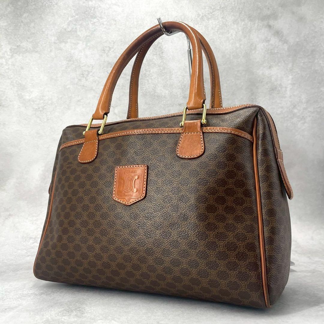 美品】セリーヌ ハンドバッグ ミニボストン PVC レザー マカダム ロゴ