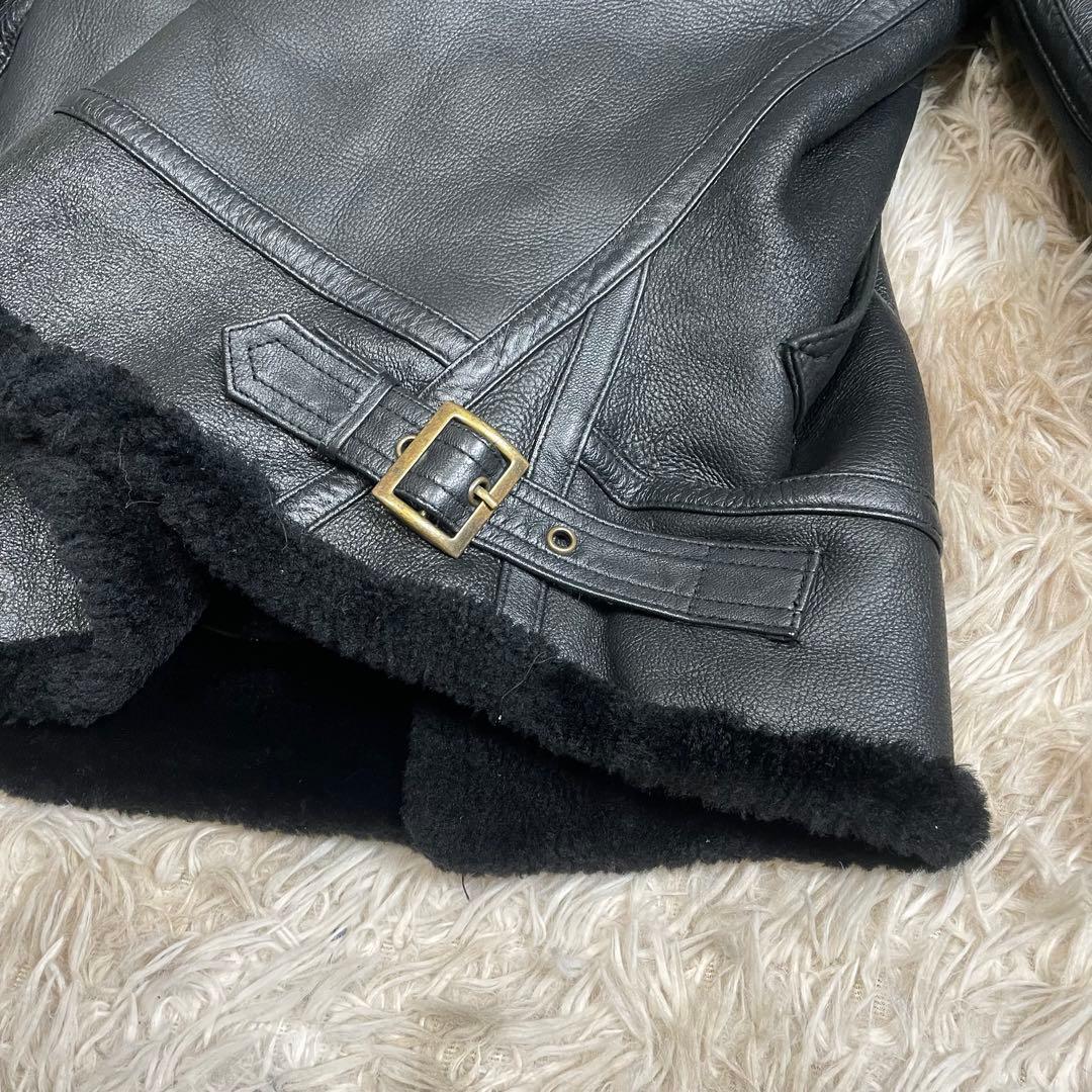 美品 B-3 羊革 レザージャケット リアルムートン　ブラック ボア ラムレザー