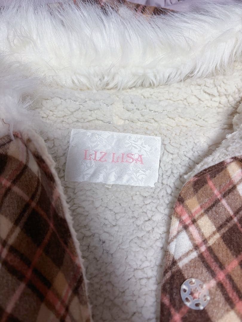 ブラウンチェックフード付きポンチョ リズリサ LIZ LISA