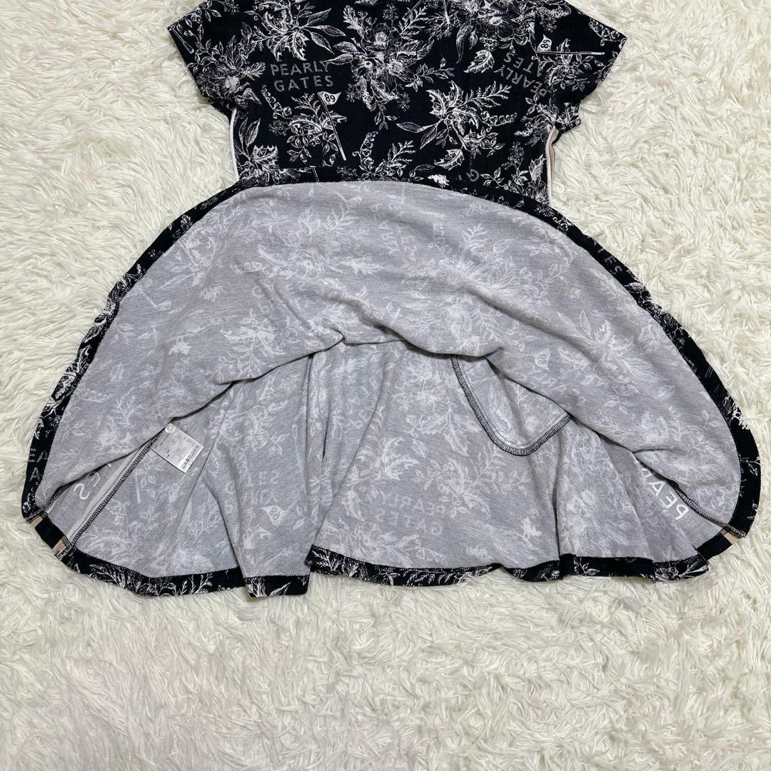 ⭐️良品　パーリーゲイツ　花柄　ボタニカル柄　ゴルフワンピース　近年モデル　黒　M