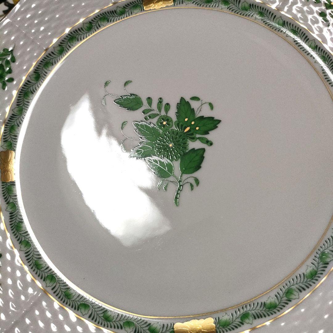 ヘレンド　アポニーグリーン　ディナープレート　25センチ　2枚セット