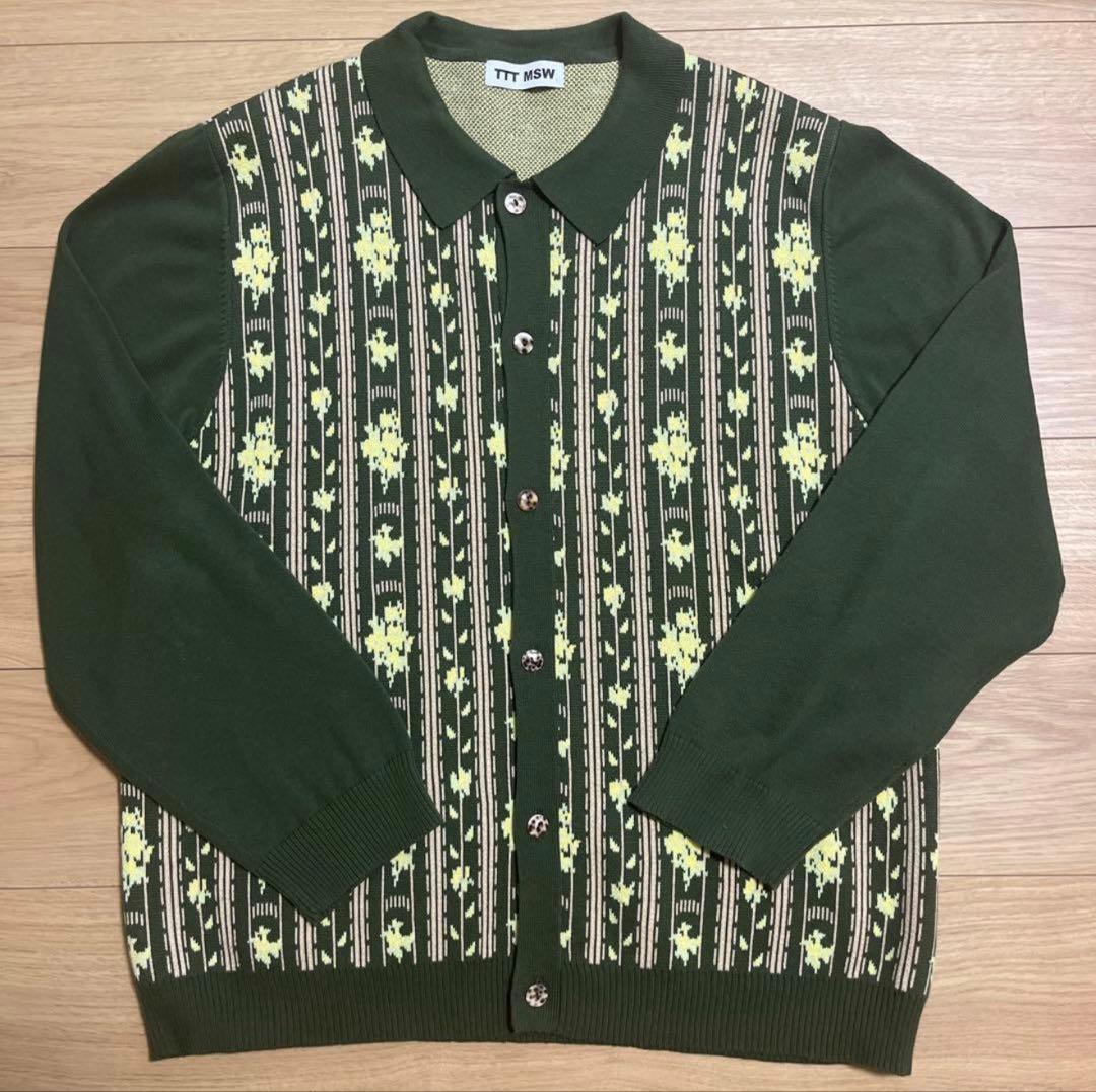 トップス TTT MSW 22SS Flower Jacquard Knit Green