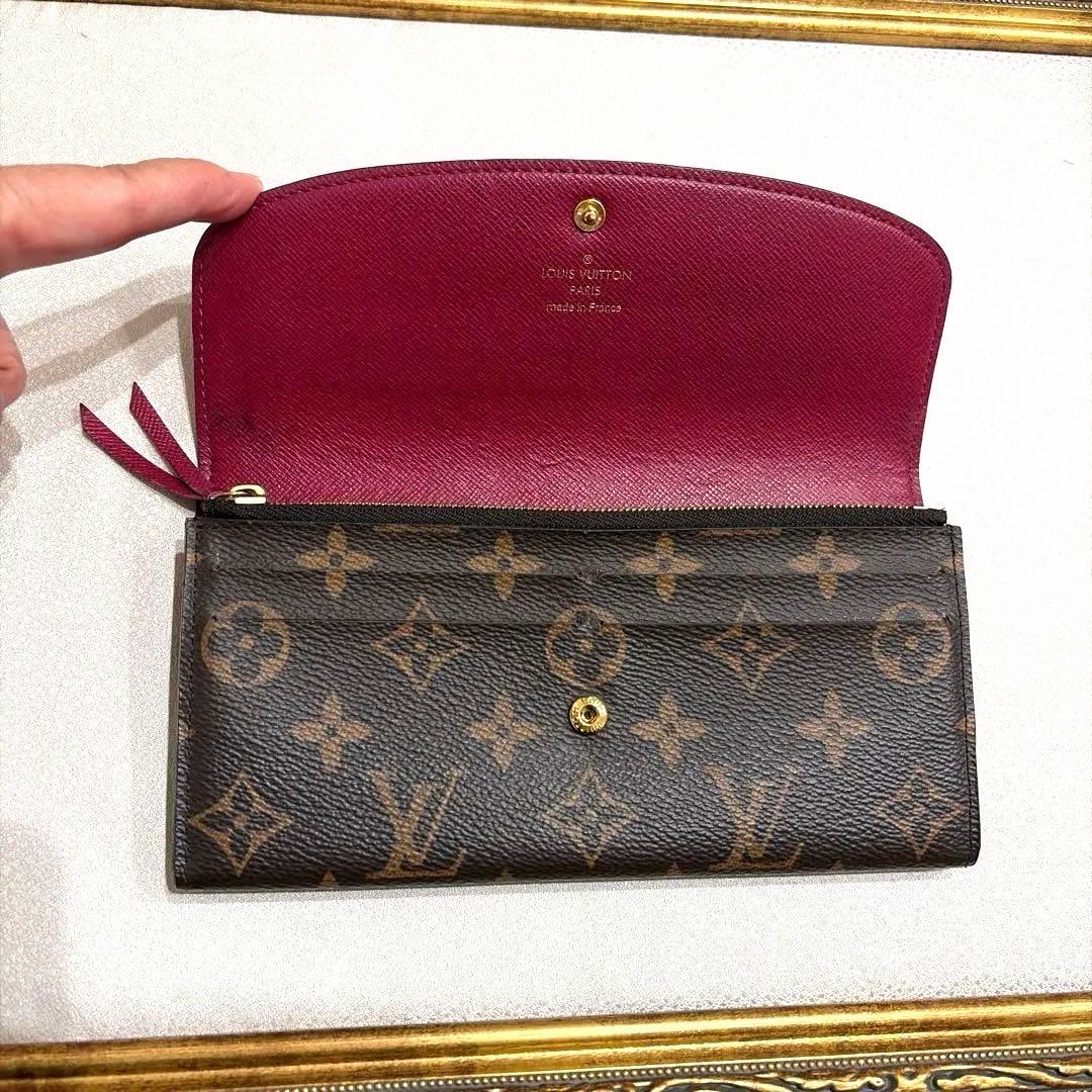 Louis Vuitton モノグラム長財布 ブラウン赤(ルージュ)