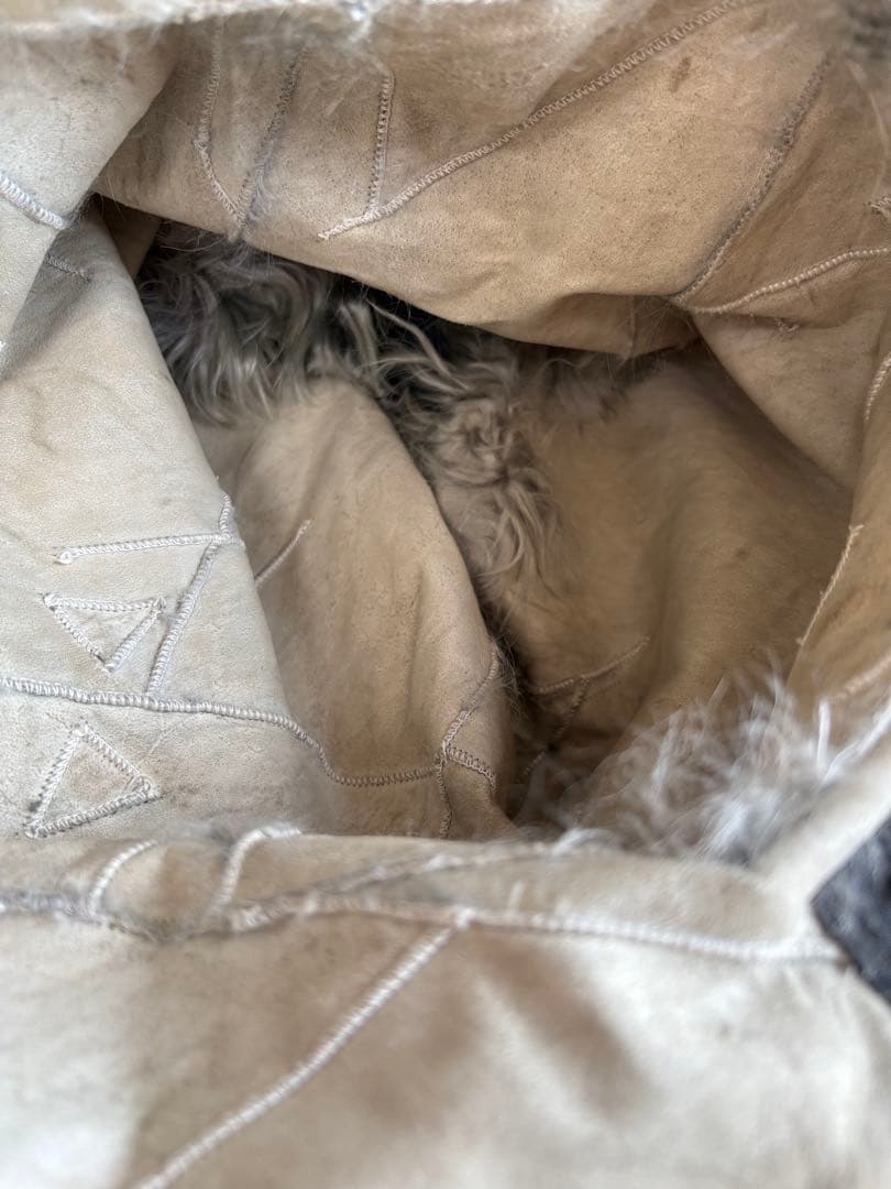 ANN DEMEULEMEESTER ムートン ファー スヌード レザー 初期