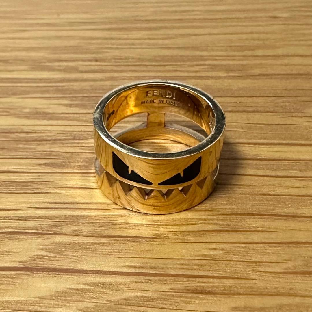 FENDI モンスター顔デザイン リング Mサイズ ゴールド【重要：箱あり