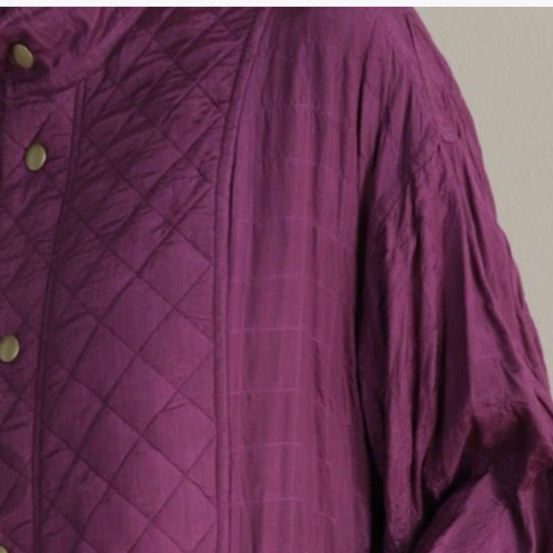 美品☆SARA MALLIKA スクエアステッチロングコート パープル
