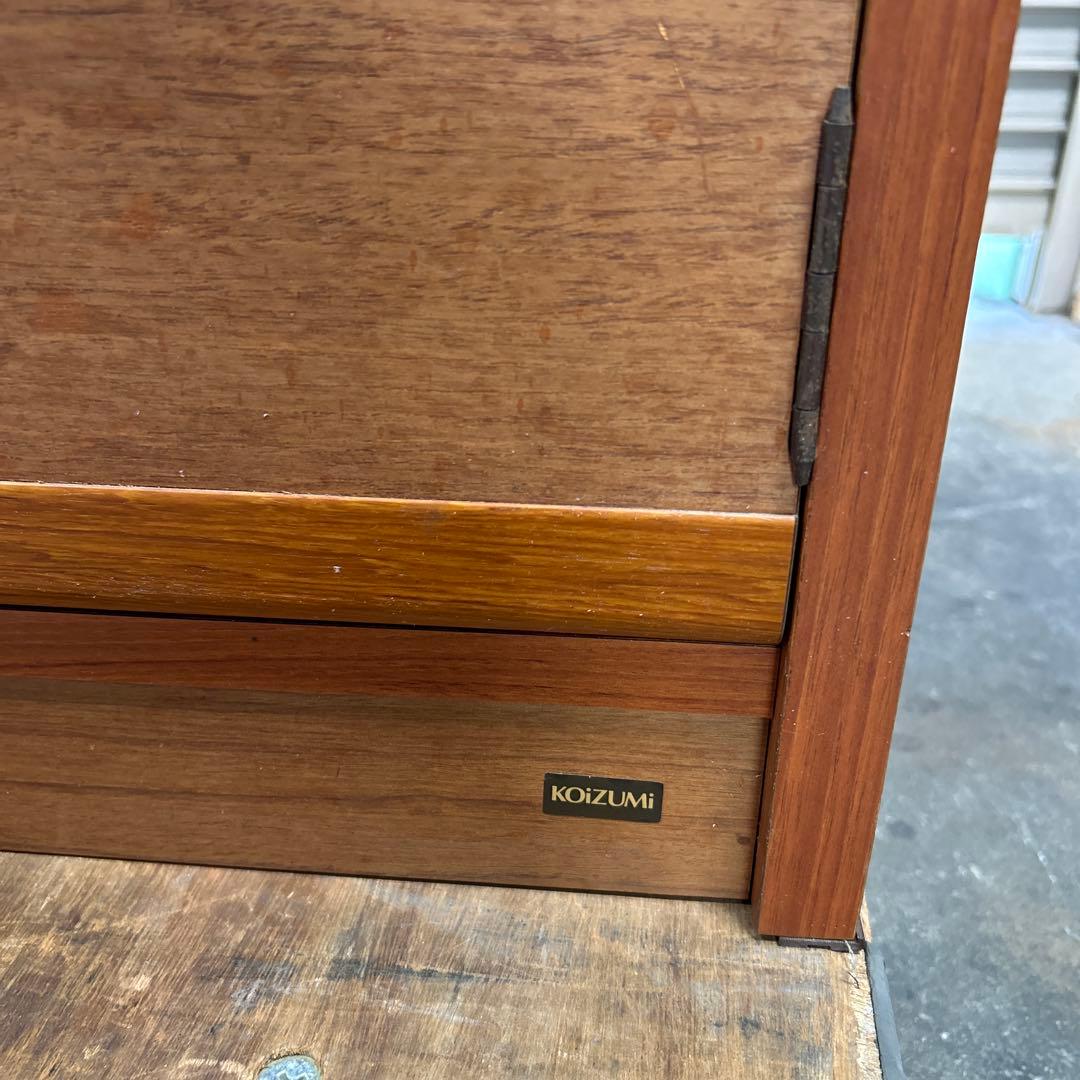 レトロ　 Koizumi 木製ガラス扉付き本棚 引き出し付き