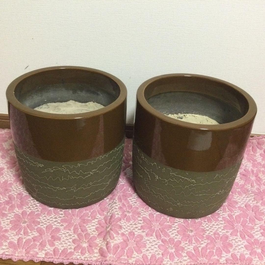 ブラウン陶器火鉢 2個セット - メルカリ
