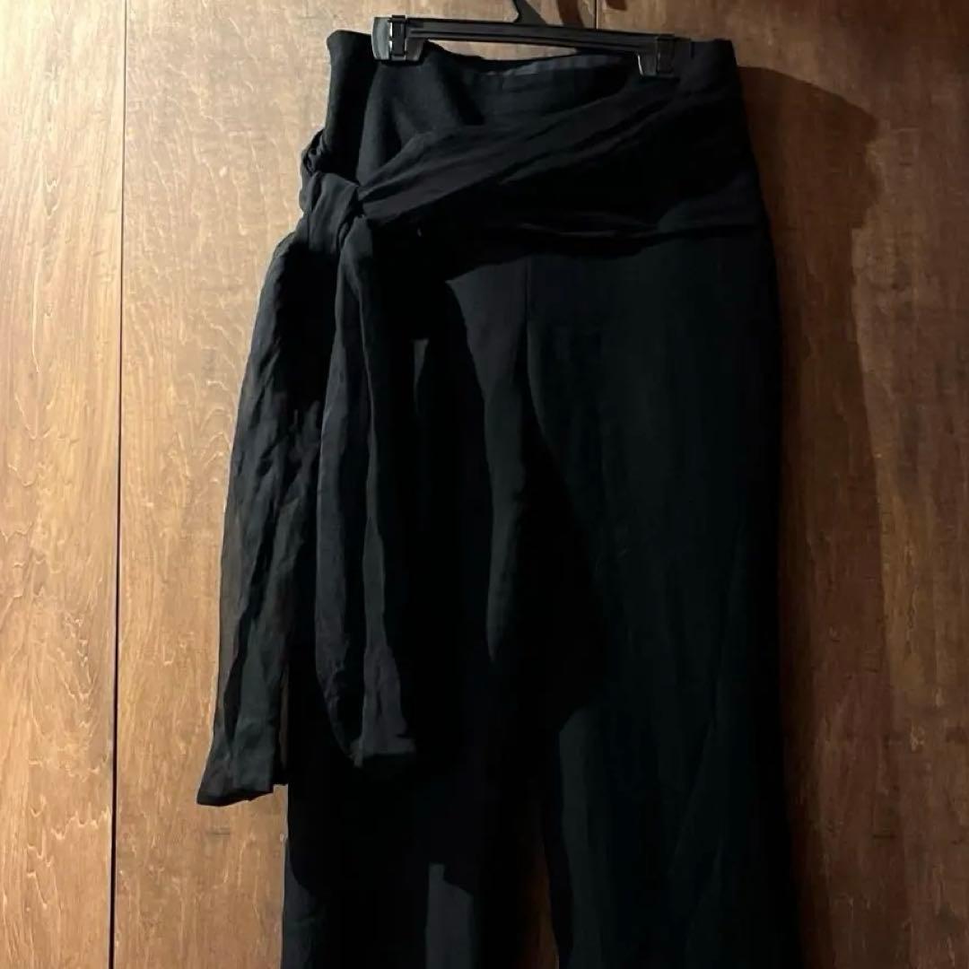 ヨージヤマモト　デザインボトムス　腰リボン　ウールパンツ　シルク　サイズ2