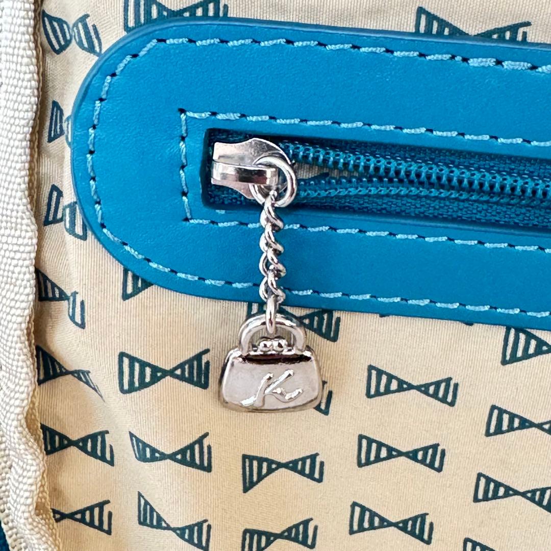 希少　美品　キタムラ　マニマニ　リュック　コラボ　ナイロン　レザー　ターコイズ