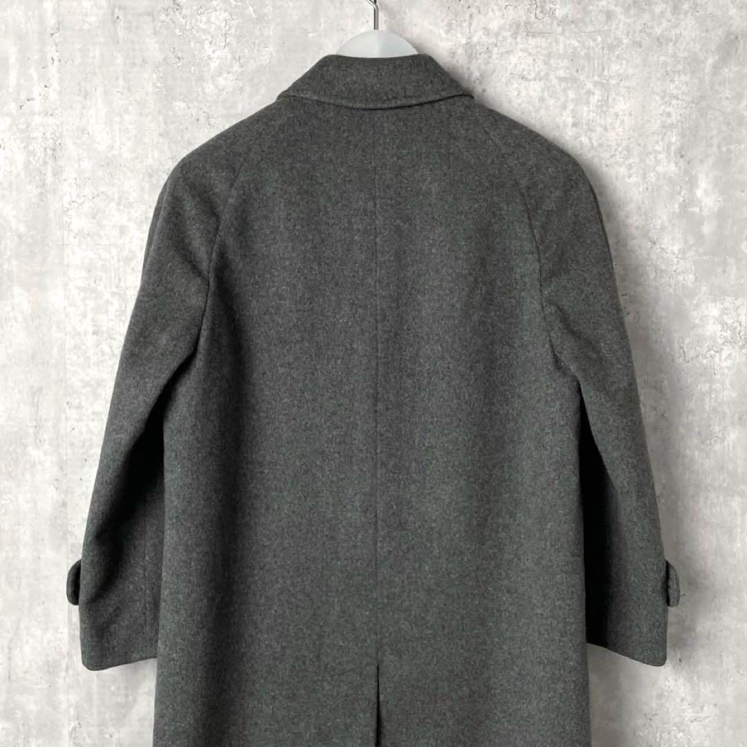 【英国製】アクアスキュータム ピュアラムウール グレー 比翼 ステンカラーコート