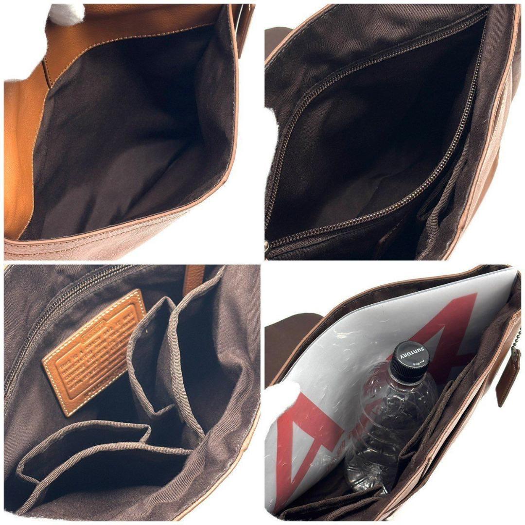 コーチ　ヘリテージウェブレザーメッセンジャーバッグ ワンショルダー A4収納可