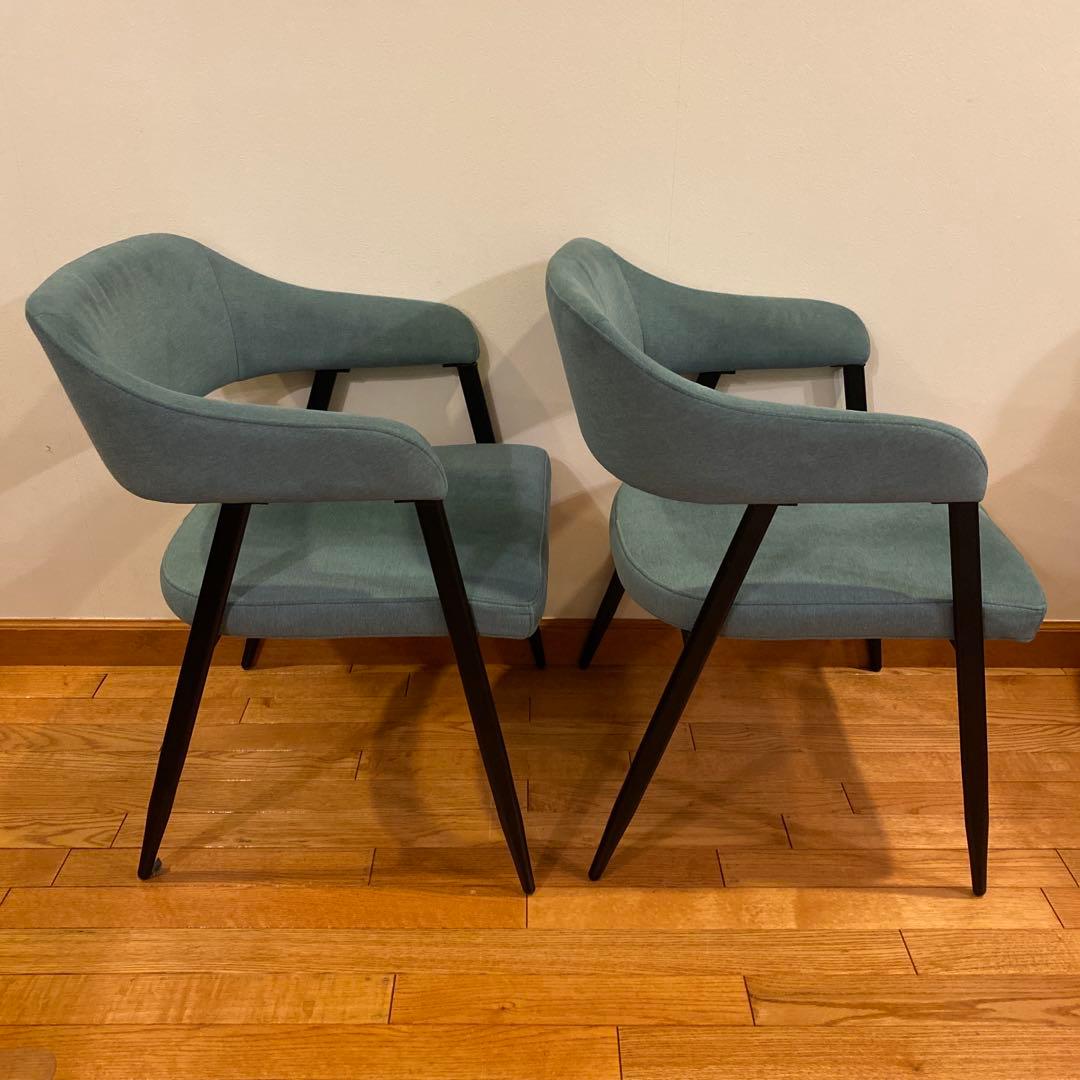 G*様 ニトリ イジー2 BL ブルー 肘付きダイニングチェア 2脚セット