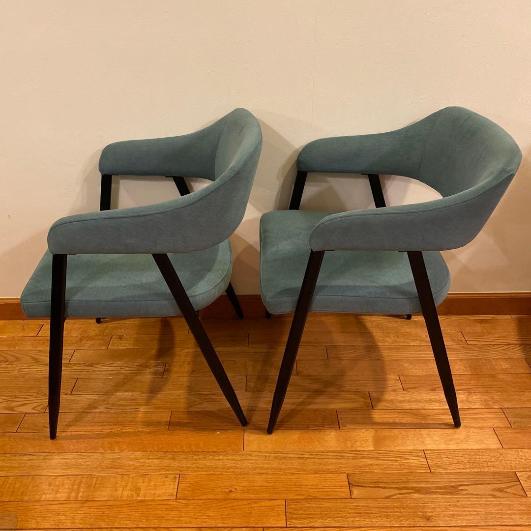 G*様 ニトリ イジー2 BL ブルー 肘付きダイニングチェア 2脚セット