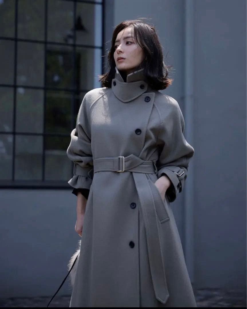 新品未使用】anuans ウールトレンチコート アニュアンス ブルーグレー