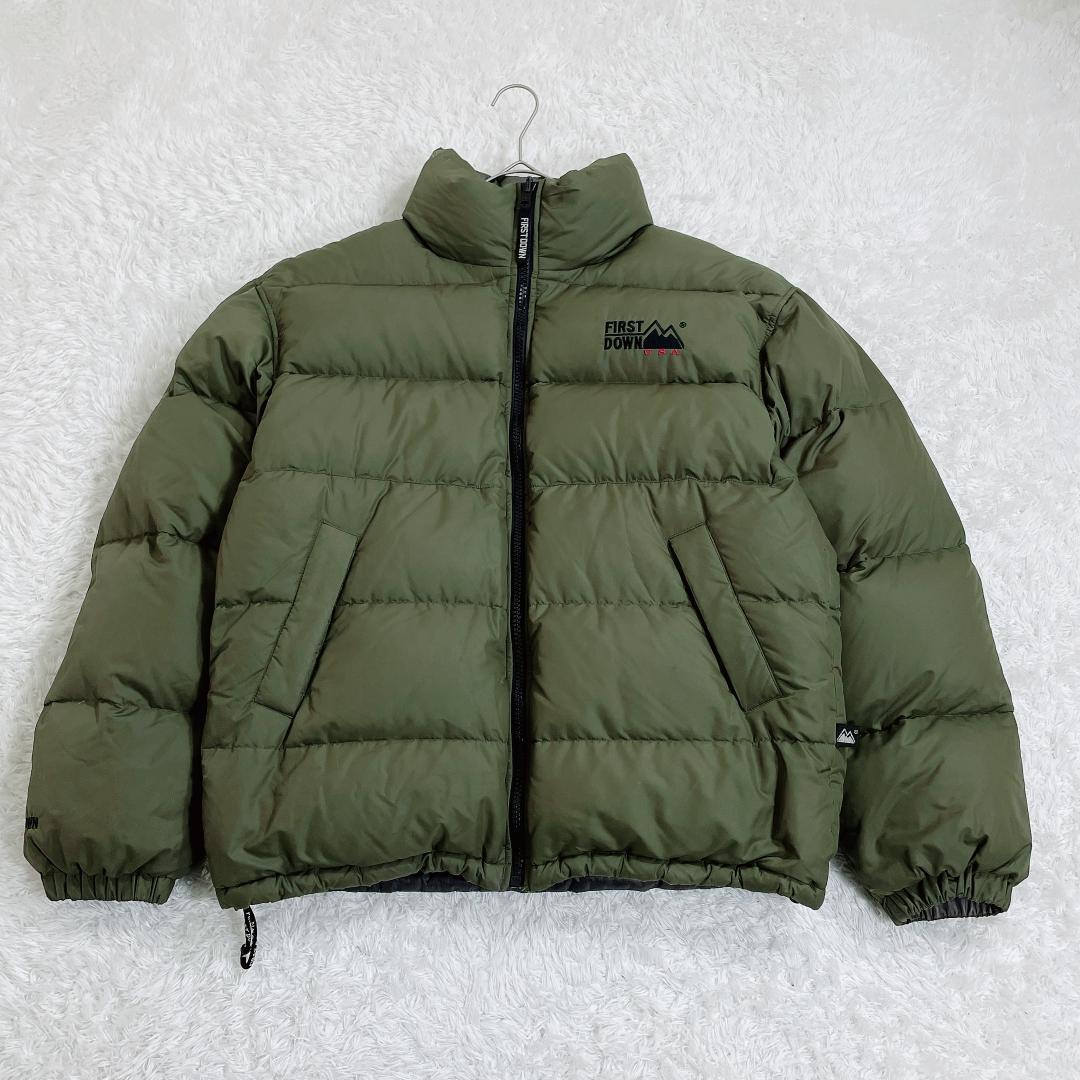 ファーストダウン 90s 肉厚ダウンジャケット リバーシブル カーキ