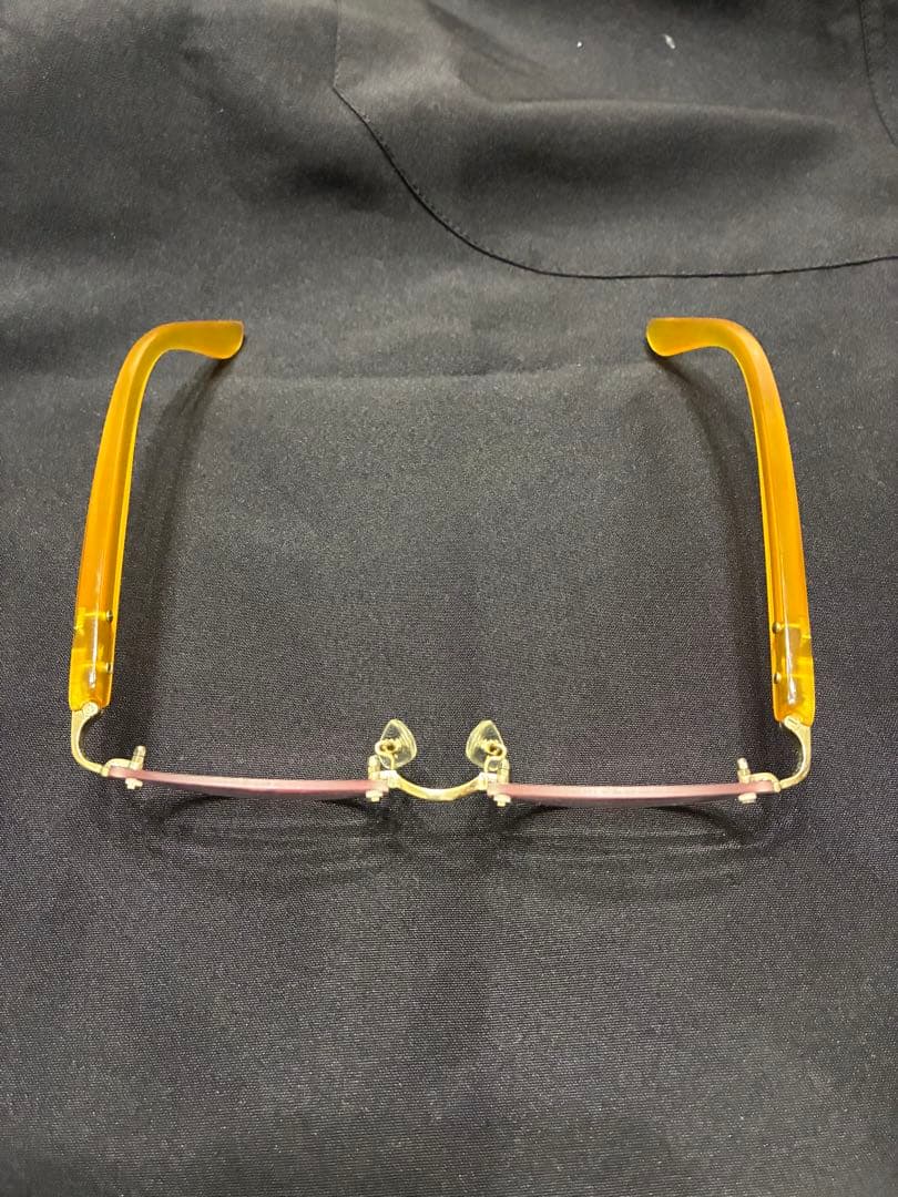 【美品】k14 天然ダイヤ付き本鼈甲(白甲)メガネ