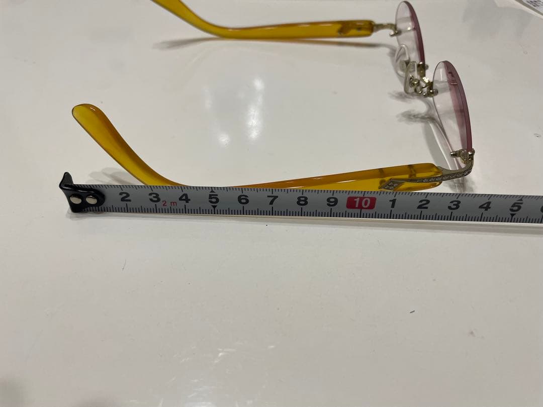 【美品】k14 天然ダイヤ付き本鼈甲(白甲)メガネ