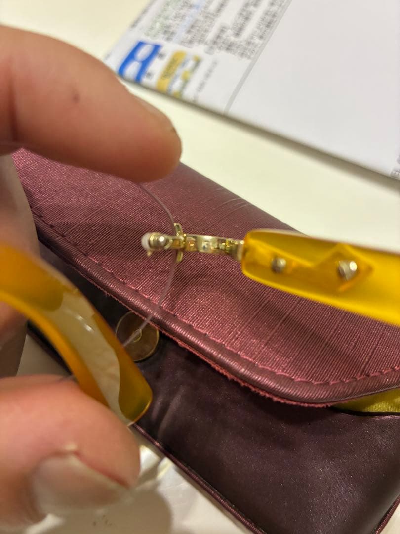 【美品】k14 天然ダイヤ付き本鼈甲(白甲)メガネ